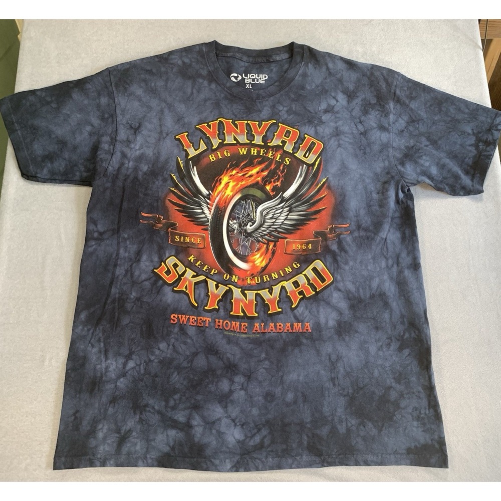 Liquid Blue Lynyrd Skynyrd Shirt Mens XL Tie Dye Biker Flames